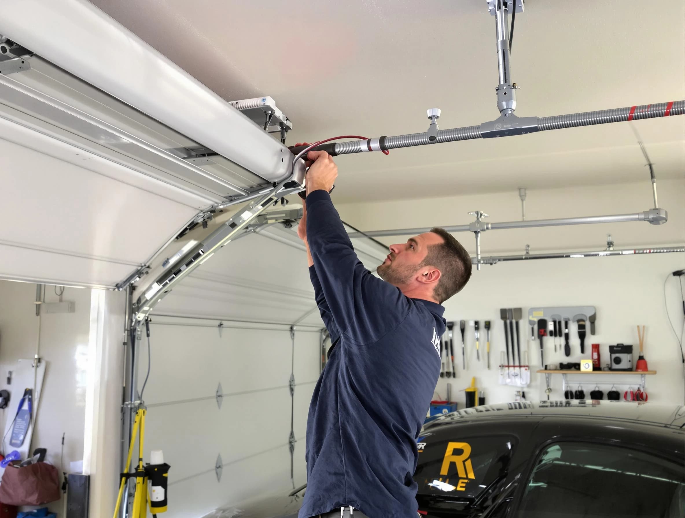 Alpine Garage Door Repair technician performing garage door cable repair in Alpine