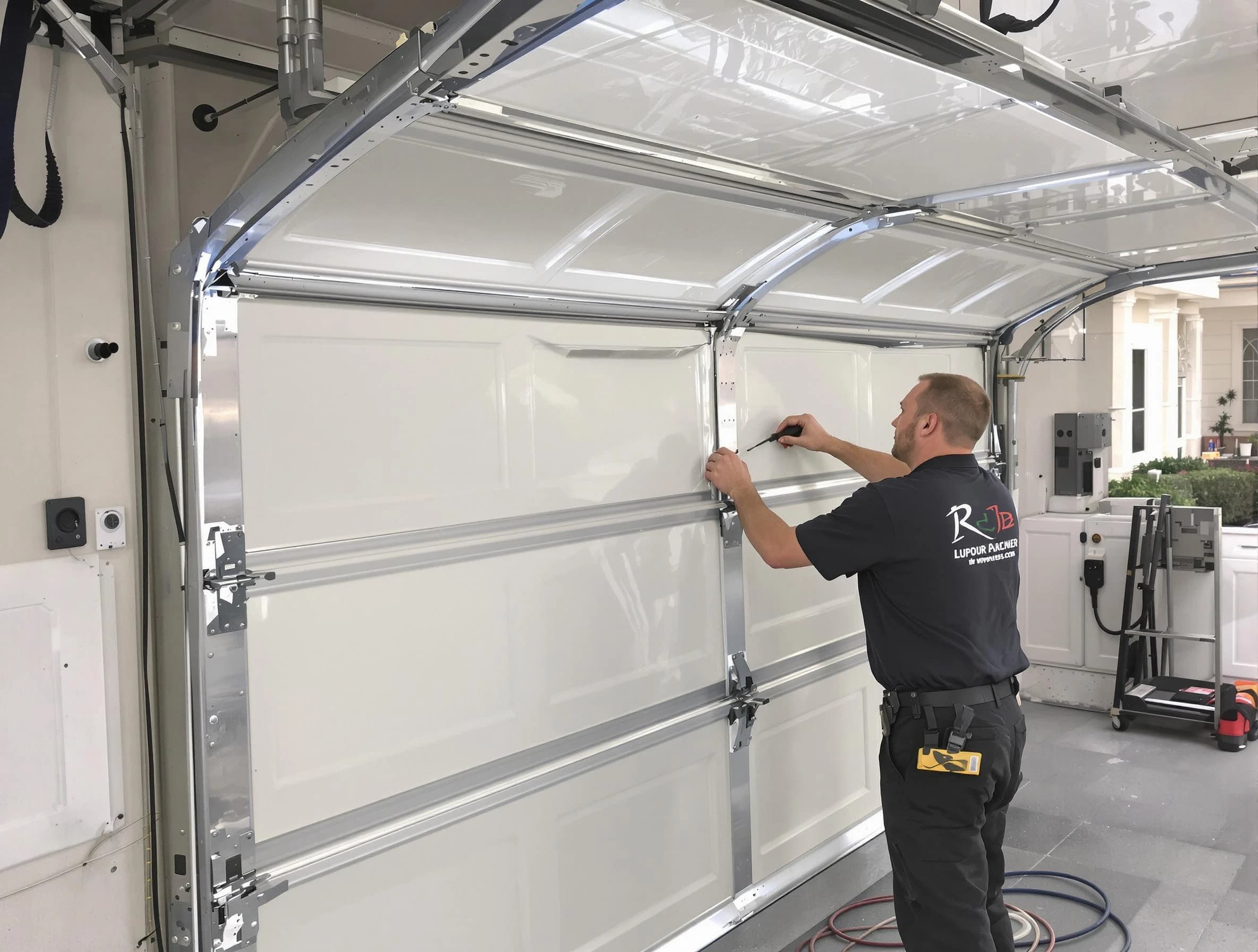 Alpine Garage Door Repair professional performing panel repair in Alpine
