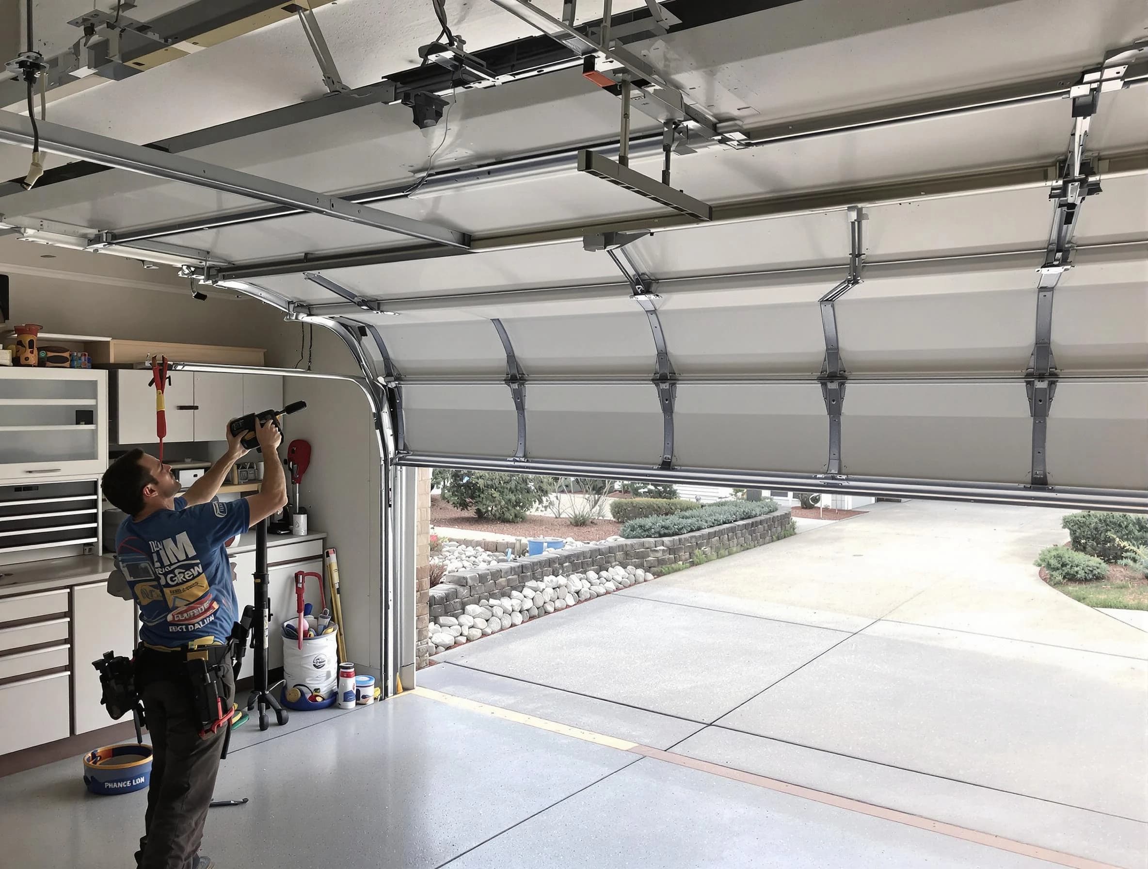 Garage door track repair service by Alpine Garage Door Repair in Alpine