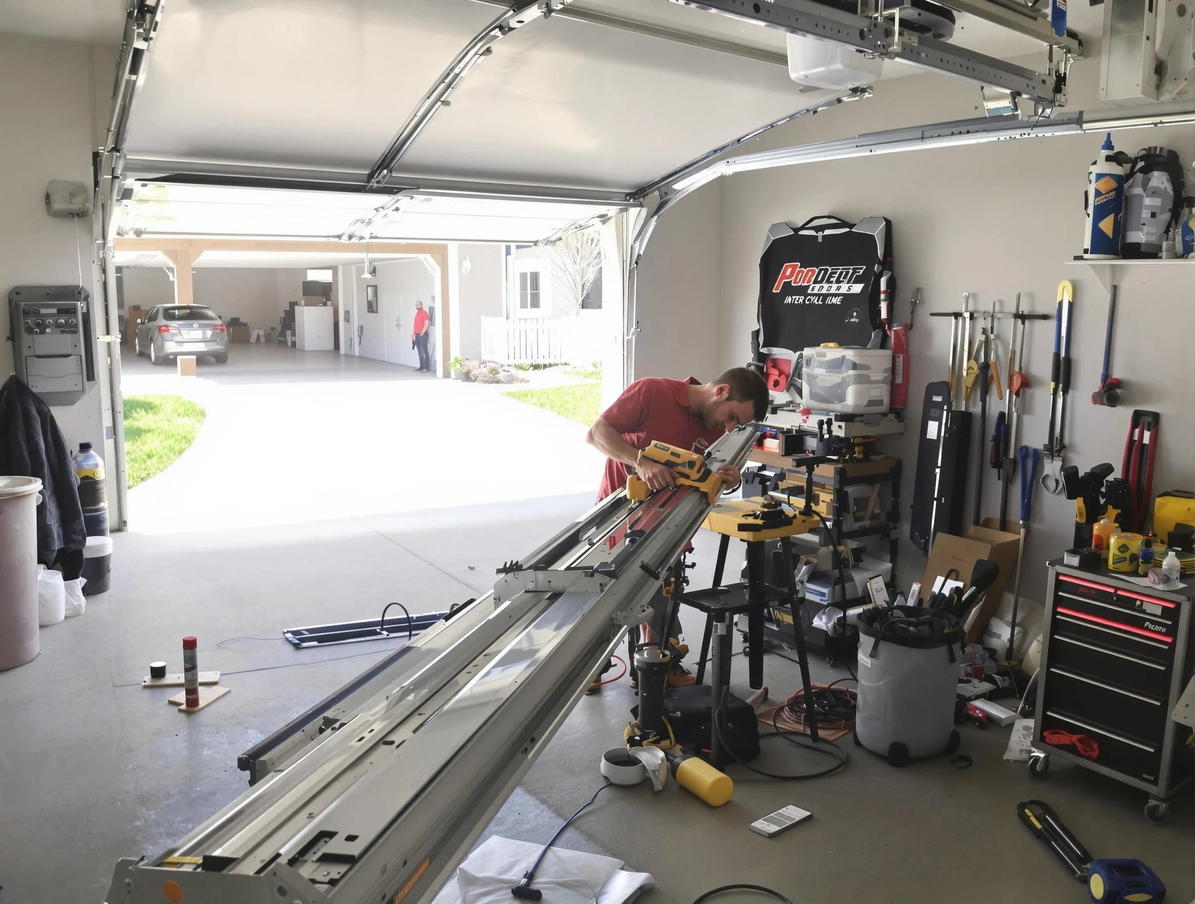 Alpine Garage Door Repair expert performing track repair in Alpine
