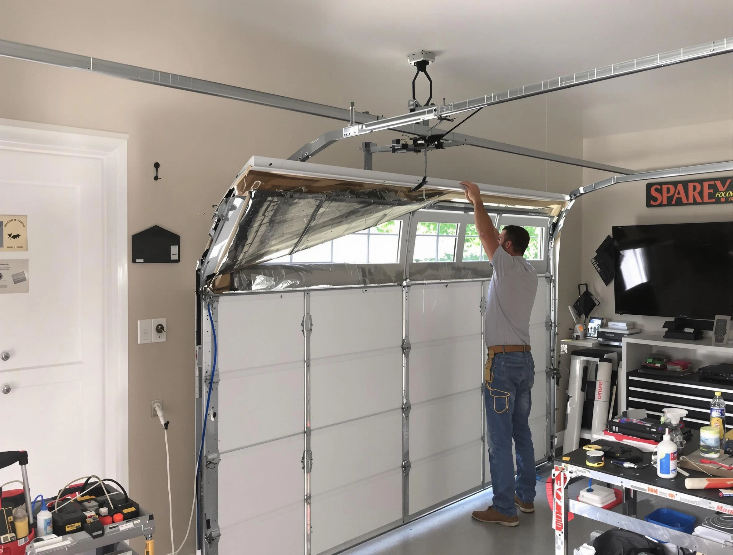 Garage door section replacement by Alpine Garage Door Repair in Alpine